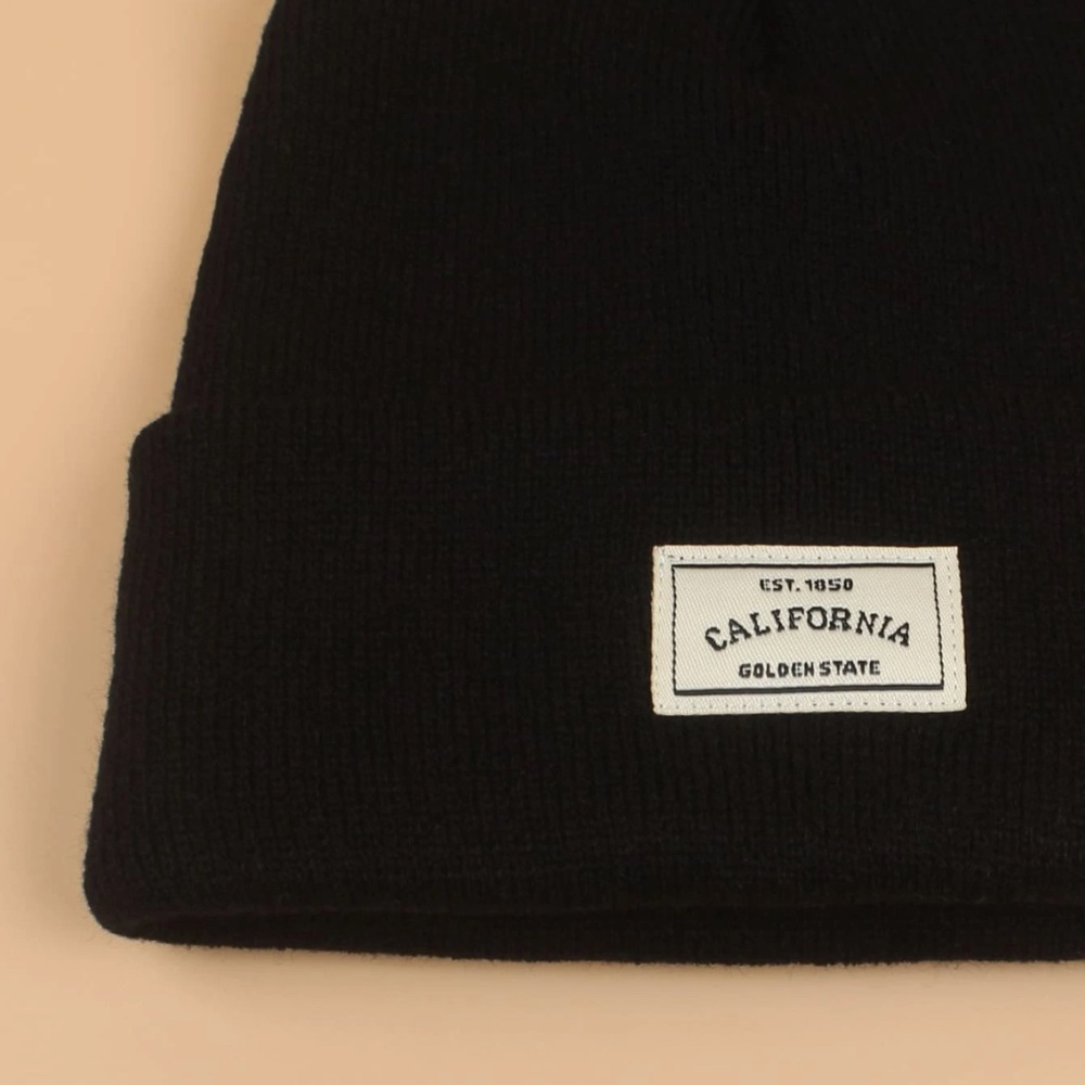Black Knit Beanie Hat California Tag - Picture 4 of 7